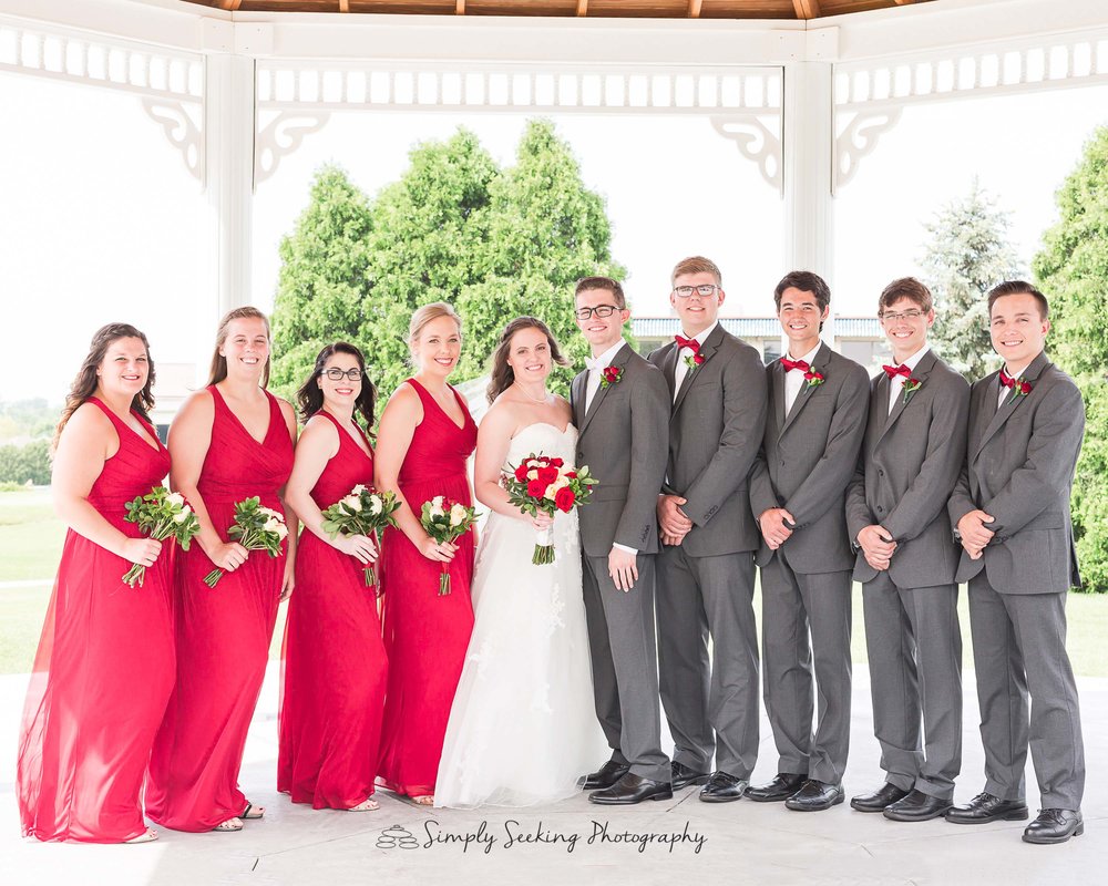 SSP spring wedding| Valle Vista Wedding|bridal party|red and charcoal wedding