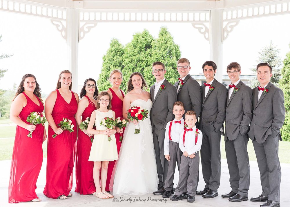 SSP spring wedding| bridal party|red and charcoal wedding