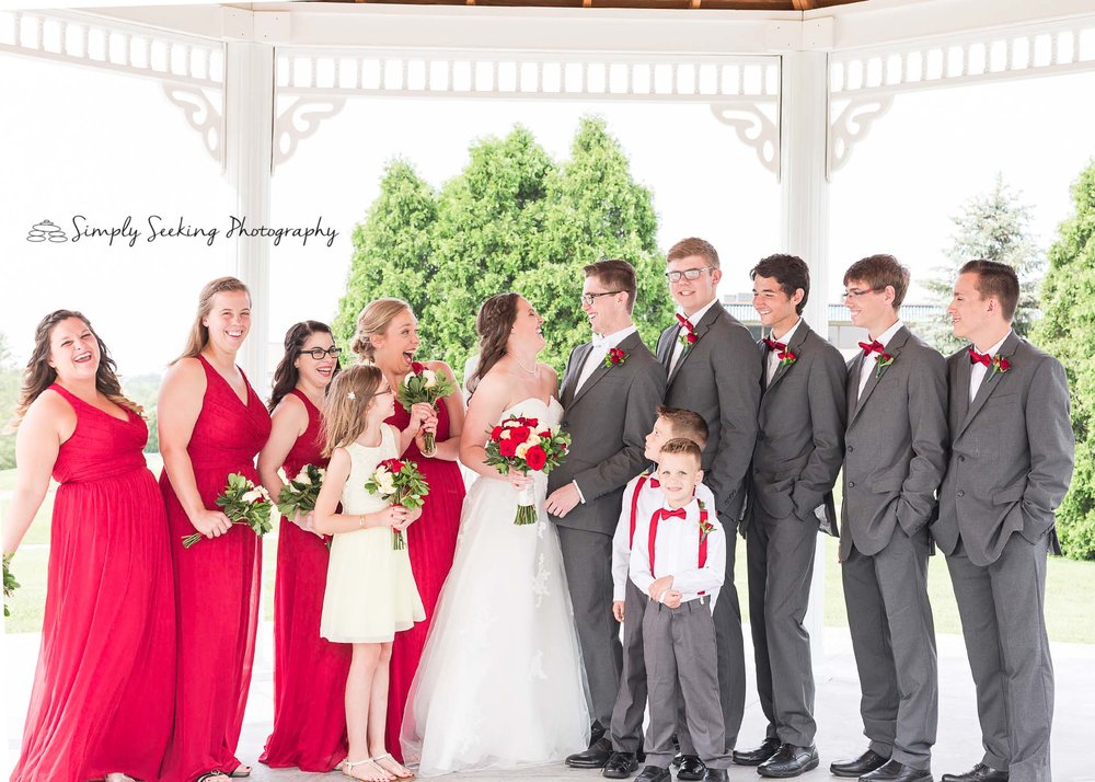 SSP spring wedding| bridal party|Valle Vista wedding|red and charcoal wedding