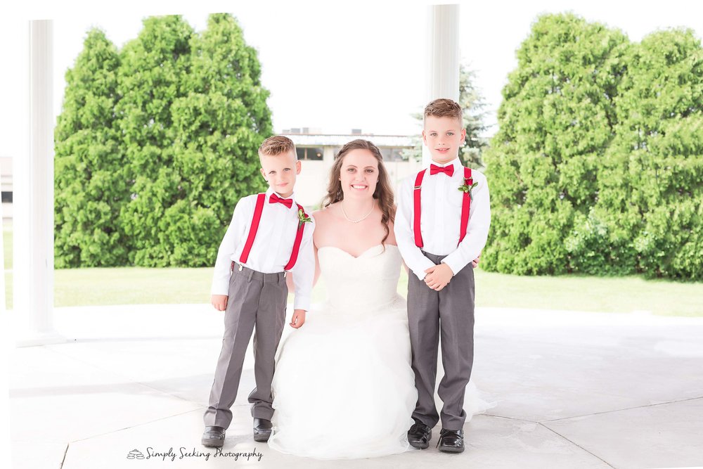 SSP spring wedding| bride and ring bearers|red and charcoal wedding