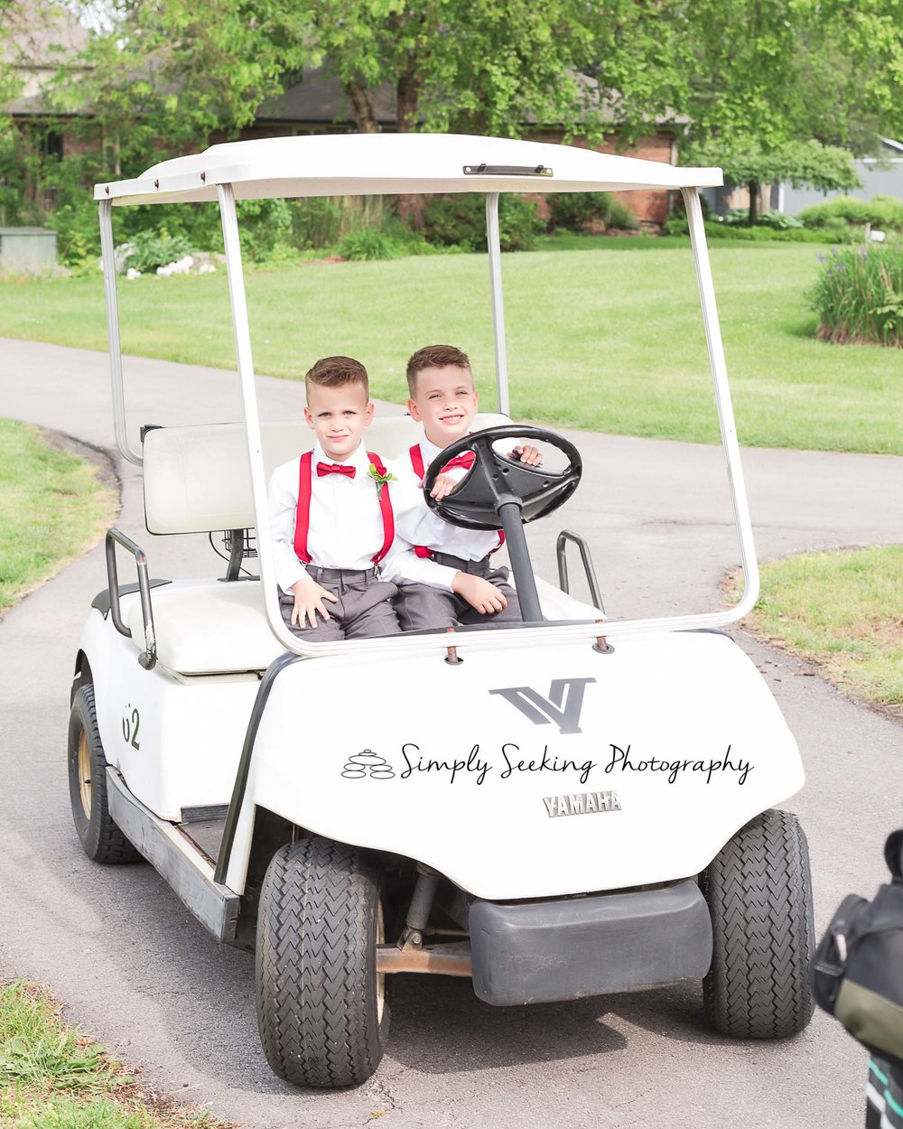 SSP spring wedding| ring bearers|red and charcoal wedding|golf course wedding