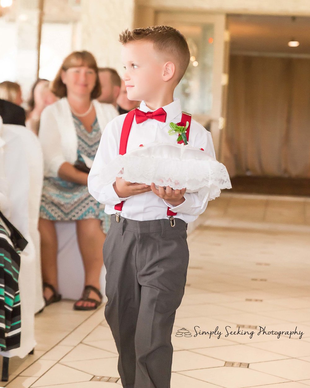 SSP spring wedding|ceremony| ring bearer|red and charcoal wedding