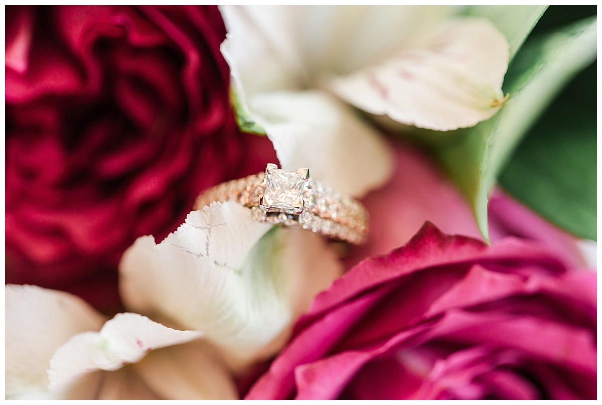 engagement ring on flowers