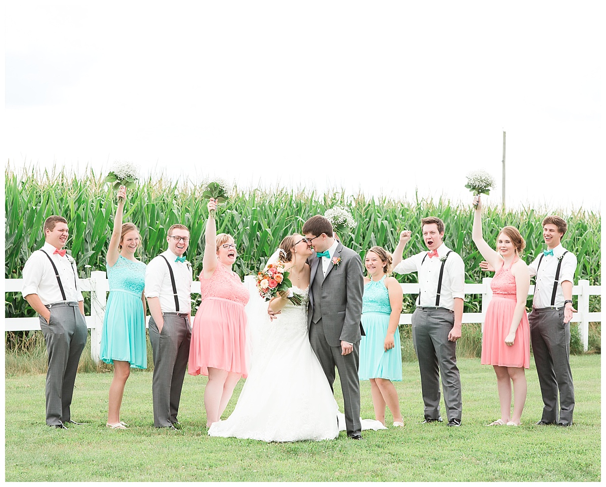 wedding party | teal and coral wedding