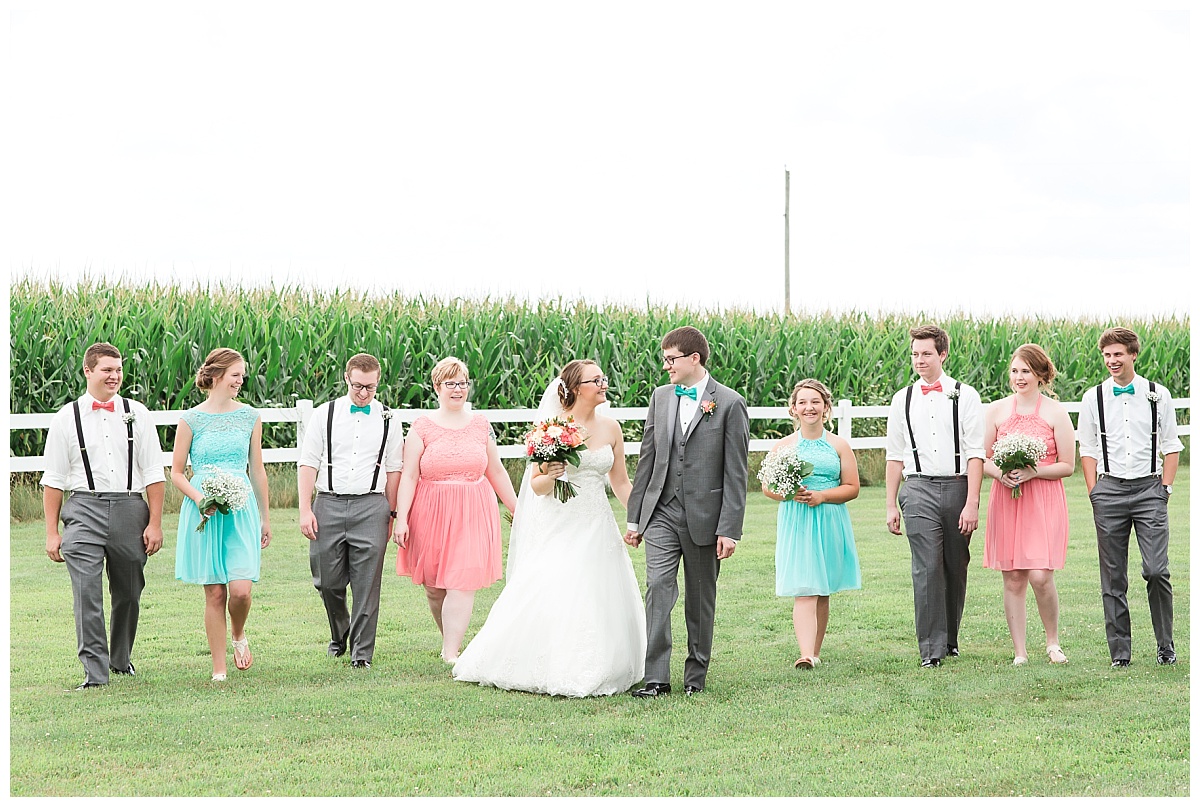 wedding party | teal and coral wedding