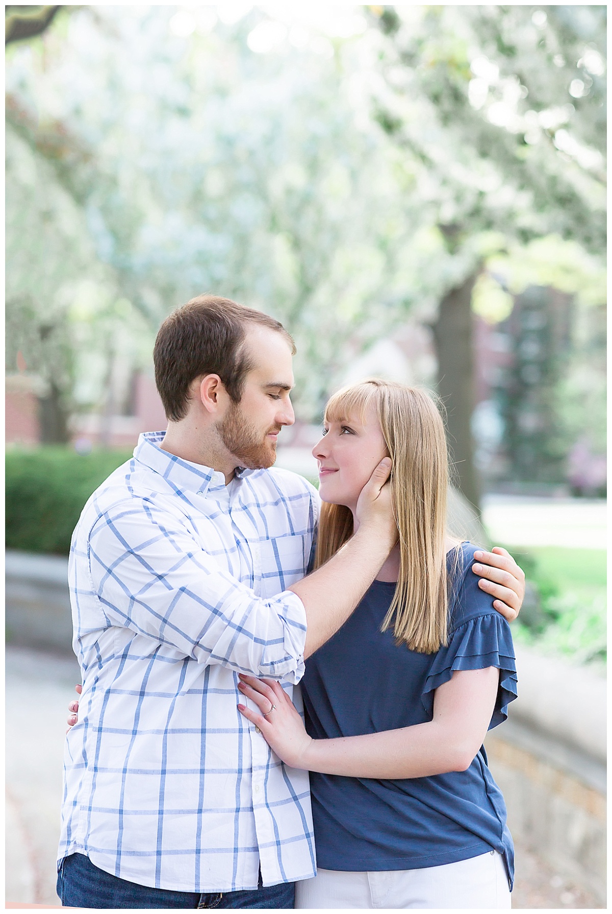 Spring blooms at Purdue University Engagement Session- Bell Tower