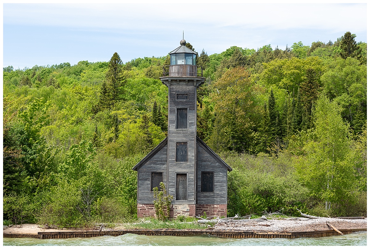 View of East Chanel Lighthouse on Grand Island from Glass Bottom boat tour