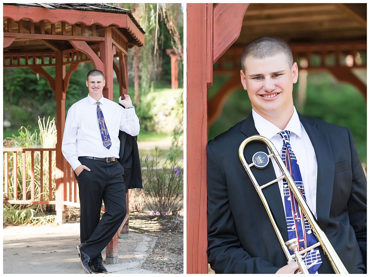 Senior guy with trombone photo by Simply Seeking Photography