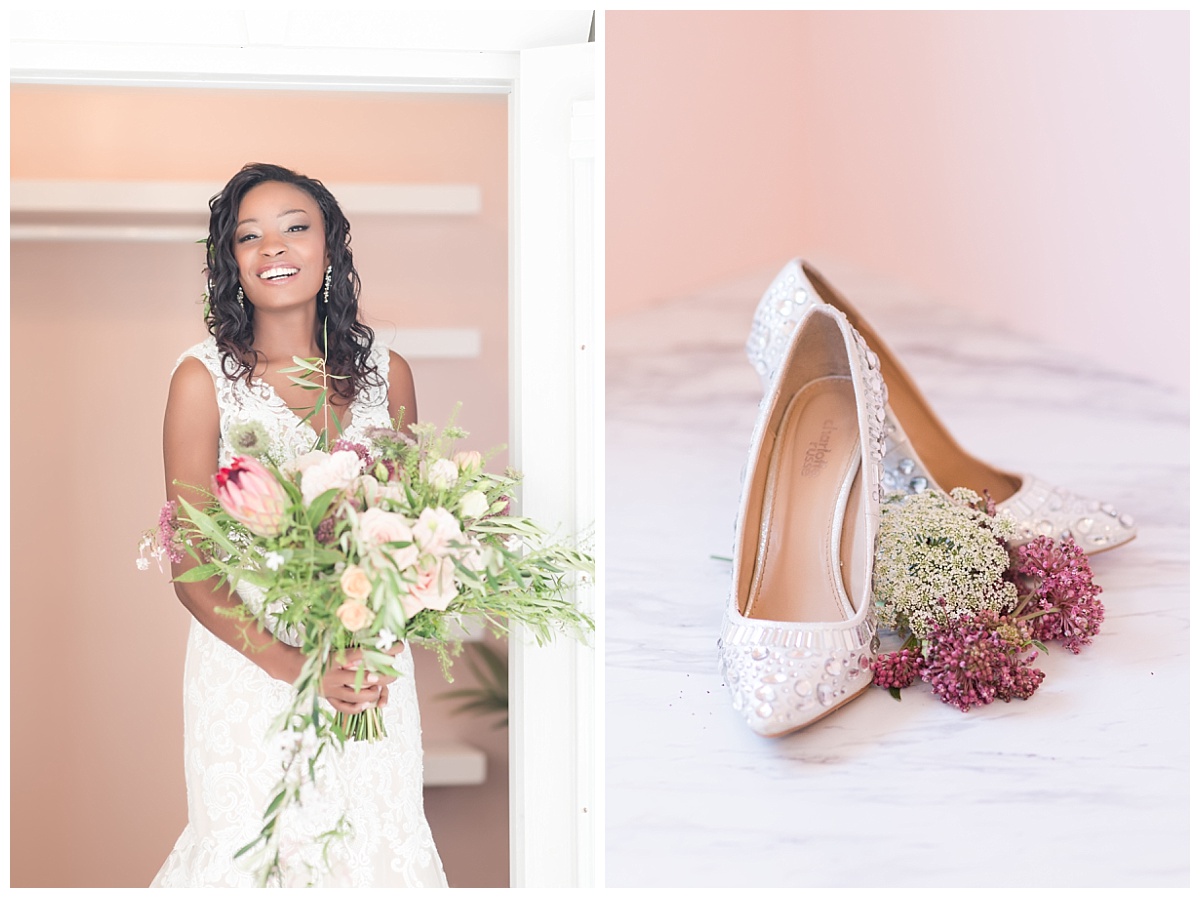 Bride and bridal details photo by Simply Seeking Photography