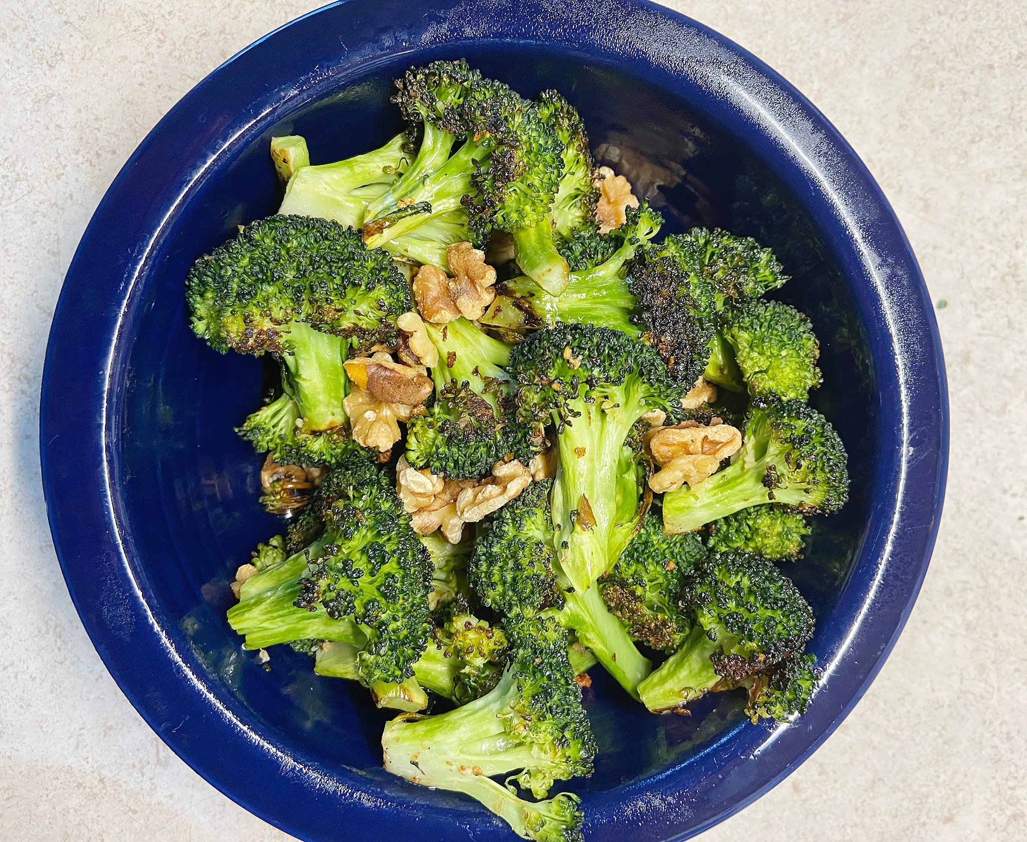 Roasted broccoli with walnuts